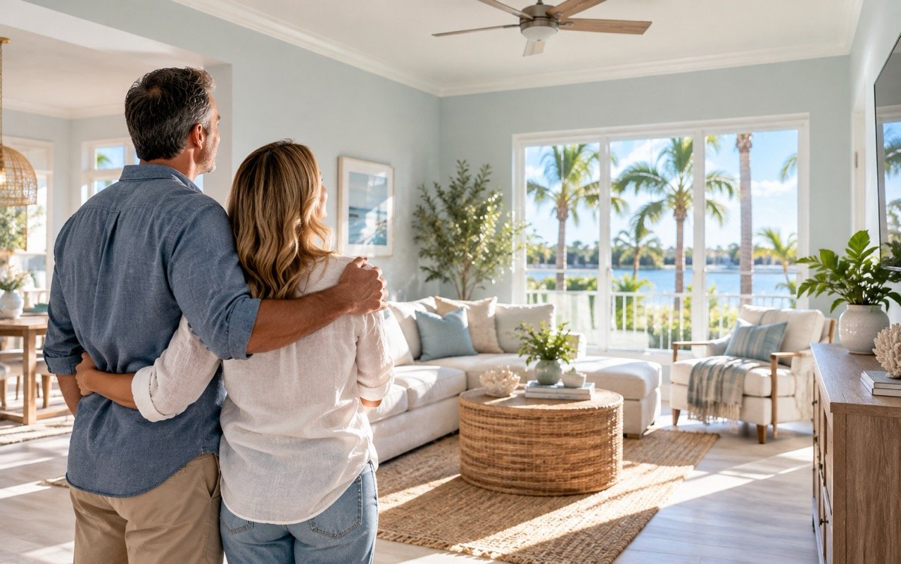 Clearwater FL homeowners in front of their freshly painted home